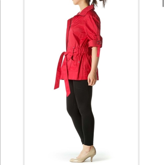 Luii | Short Sleeve Belted Pocketed Zippered Jacket Womens Size M Blue - Picture 7 of 9